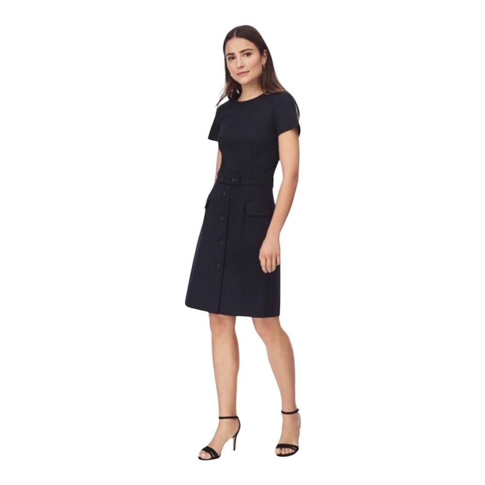 Brooks Brothers Red Fleece Womens Navy Button Front Sheath Dress Size Small